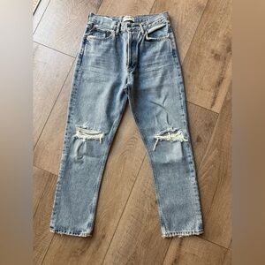 Agolde Riley High Rise Crop Straight in Escalate | Size 27 | Distressed
